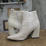 A New Day Cailin Ankle Sparkling Block Heel Booties 90511490 Silver Gray 7.5M
