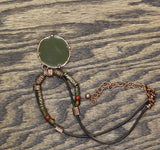 Chico's Choker Aztec Pendant Bead Necklace Black / Green 16" + 5"