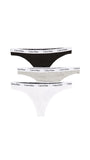 Calvin Klein Womens Carousel 3-Pack Thong QD3587 Black / White / Grey Heather XL