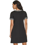 Calvin Klein Womens Embellished Short-Sleeve A Line Dress CD4M2EA5 Black 16