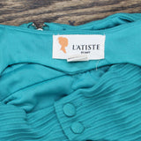 L'atiste by Amy Womens Knit Textured Open Back Babydoll Dress Teal Blue M