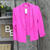 Bar III Womens Petite 3/4-Sleeve Shawl-Collar Blazer Jacket Pinkadelic Pink PL