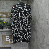 London Times Mockneck Short Sleeve Mini Sweater Dress Black / White Hearts M