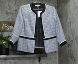 Kasper Womens Open-Front Piped-Trim Tweed Jacket Blazer 10924393 Blue Multi 6