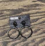 Chico's Modern Dangle Hoop Drop Earrings Black 2"