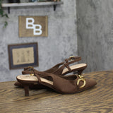A New Day Tabitha Chain Slingback Memory Foam Insole Kitten Heels Brown 7M