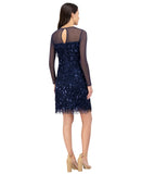 Eliza J Womens Sequined Fringe Illusion Dress EJ4M3449 Navy Blue 10