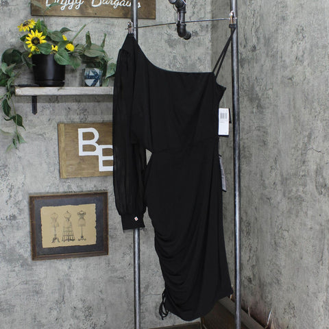 City Studios Womens Trendy Plus Size One-Shoulder Bodycon Dress Black 1X