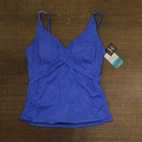 Swim Solutions Printed Twist-Front Tankini Swim Top Paisley Jacquard Blue 14