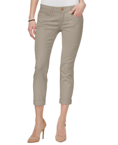 Dollhouse Juniors Ripped Colored Wash Cropped Skinny Jeans Beige Brown 9