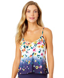 Anne Cole Womens Floral Dip-Dyed Swim Tankini Top 25MT22414 Blue Multi XS