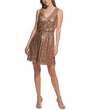 Vince Camuto Women's Sequin V-Neck Blouson Fit & Flare Dress VC2M4050