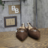 A New Day Womens Twiggy Multi Buckle Mini Heel Flats 94303762 Brown 9.5M