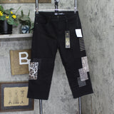 DG2 by Diane Gilman Womens Classic Stretch Embroidered Cropped Jeans Black 12P