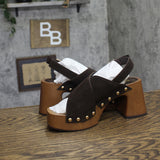 Mia Womens Eudora Platform Heels Studded GS1754706 Chocolate Brown 8M