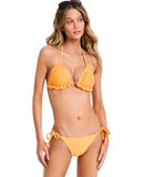 Salt + Cove Crochet Halter Triangle Bikini Swim Top Tangerine Zing Orange L
