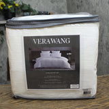 Vera Wang Duvet Cover Set Soft Cotton 3 Piece Textured Pleats White King
