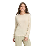 A New Day Fit Cotton Blend Crewneck Long Sleeve Shirt Top Cream Off White XS