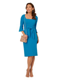 Adrianna Papell Womens Bell Sleeve Tie Front Dress Deep Cerulean Blue 6