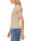 Dkny Jeans Women's Cutout Ribbed T-Shirt E2GFDNUY