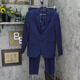 Egara Mens Extreme Slim Fit 2-Piece Jacket Pants Suit Set Navy Blue 36S 30 Waist