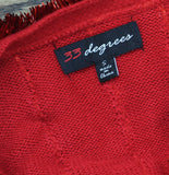 33 Degrees Tinsel Garland Holiday Bells Front Tie Cardigan Red S