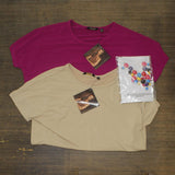Global Chic By Iman City Chic Shirt Tee LOT OF 2 Necklace Berry Purple / Buff XL