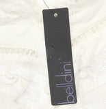 Belldini Womens Button Up Long Sleeve Work Lace Insets Blouse Top White M