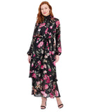 RACHEL by Rachel Roy Womens Mae Chiffon Midi Belted Tiered Dress Black Multi 2