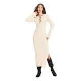 Future Collective Womens Ribbed Maxi Dress Long Sleeve Cream Off White M
