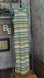 Miken Juniors Striped Low-Back Dress Swim Cover Up I9083K795 Ivory / Green S
