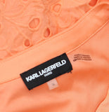 Karl Lagerfeld Paris Eyelet Cotton A-Line Shirtdress Belted Coral Orange Pink 16