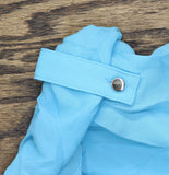 JM Collection Surplice Roll-Tab Sleeve Half-Button Blouse Top Turquoise Blue M
