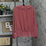 Universal Thread Womens Long Sleeve Blouse 92235298 Dark Mauve Pink M