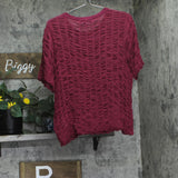 DKNY Womens Superfine Textured Lightweight Top P52SAW83 Beet Red XL
