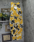 Nina Parker Trendy Floral Print Mesh Sleeveless Midi Dress Yellow Multi 2X