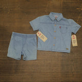 Levi's Baby Boys 2-Piece Denim Button-Up Shorts Set 61M350F Light Blue 18 Months