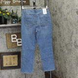 Gloria Vanderbilt Slim Boot Cut High Rise Crop Jeans Banaba Blue Hem Stones 8