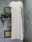 A New Day Chiffon Short Sleeve Maxi A Line Polka Dot Dress Tan Brown / Cream M