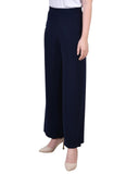 Ny Collection Womens Petite Mid Rise Pull On Wide-Leg Palazzo Pants Navy Blue SP