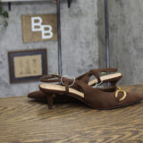 A New Day Womens Tabitha Oversized Chain Sling Back Heels 94305248 Brown 8.5M