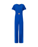 Quiz Womens Scuba Crepe Faux Wrap Front Palazzo Jumpsuit Blue 14