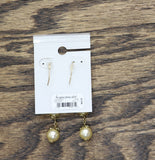 Francesca's Dangly Drop Pearl Earrings Gold / Yellow 2.5"