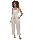 DKNY Weathered Twill Zip-Front Vest P5ETTB77 Coconut Off White M