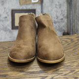 Journee Collection Livvy Back Heel Zip Stacked Heel Booties Taupe Brown 8.5M