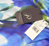 Adrianna Papell One Shoulder Bow Floral Printed Scuba Dress Gown Blue Multi 14