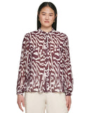 Calvin Klein Womens Printed Pleat Sleeve Long Sleeve Button Up Shirt M2FAZ589