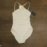 Kate Spade Womens Rosette Highneck One Piece Swimsuit S7C452 Ivory Off White M