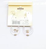 Ear Sense Layered Bead Hoop Drop Earrings Gold / Silver Gray 2.75"
