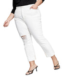And Now This Rolled-Cuff Distressed Straight-Leg Jeans ANT23300-4P White 16W
